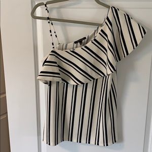 One Shoulder Banana Republic Navy & White Top - M